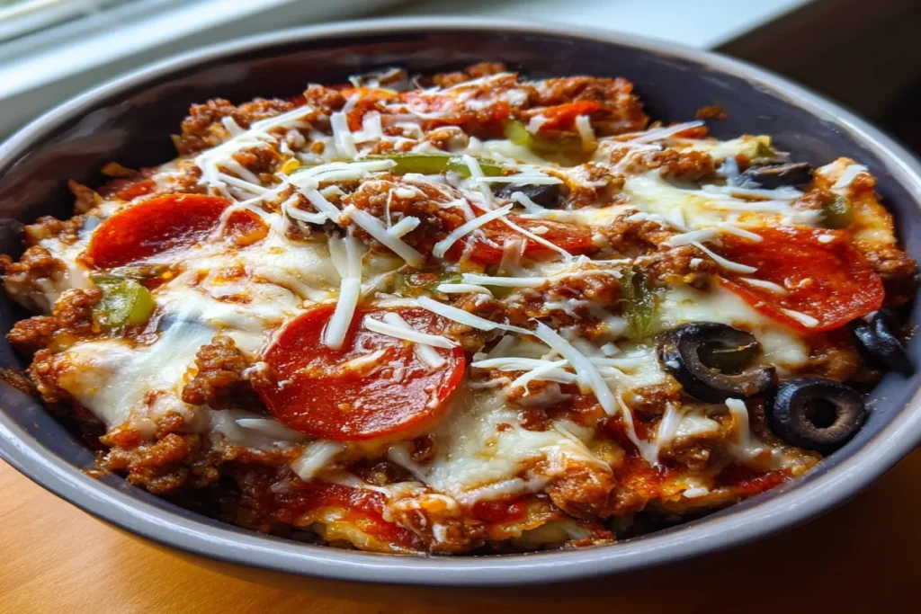 Low Carb Pizza Casserole – Cheesy, Meaty & Keto-Friendly